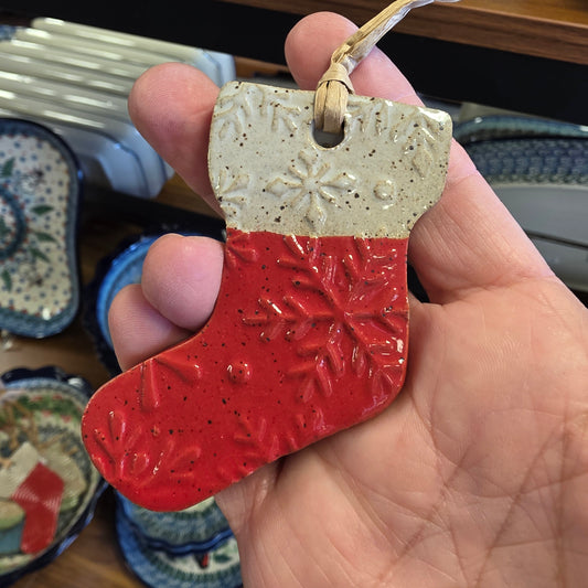 Ornament ~  Stocking #2 **Not Polish Pottery** (3")