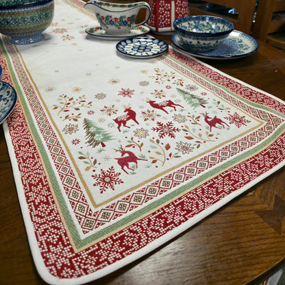 Runner Ivory with red border Holiday 20" x 68" #4833
