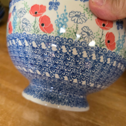 Pedestal Bowl - Large 9"wx5"H  A14-2901X  Red Poppy Garden pf0526