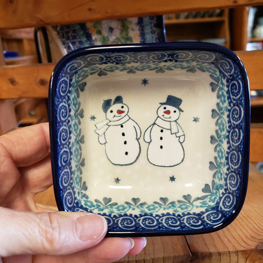 Bowl ~ Square Ramekin ~ 3.75" 428-2793X  ~ Frost & Flurry Snowman