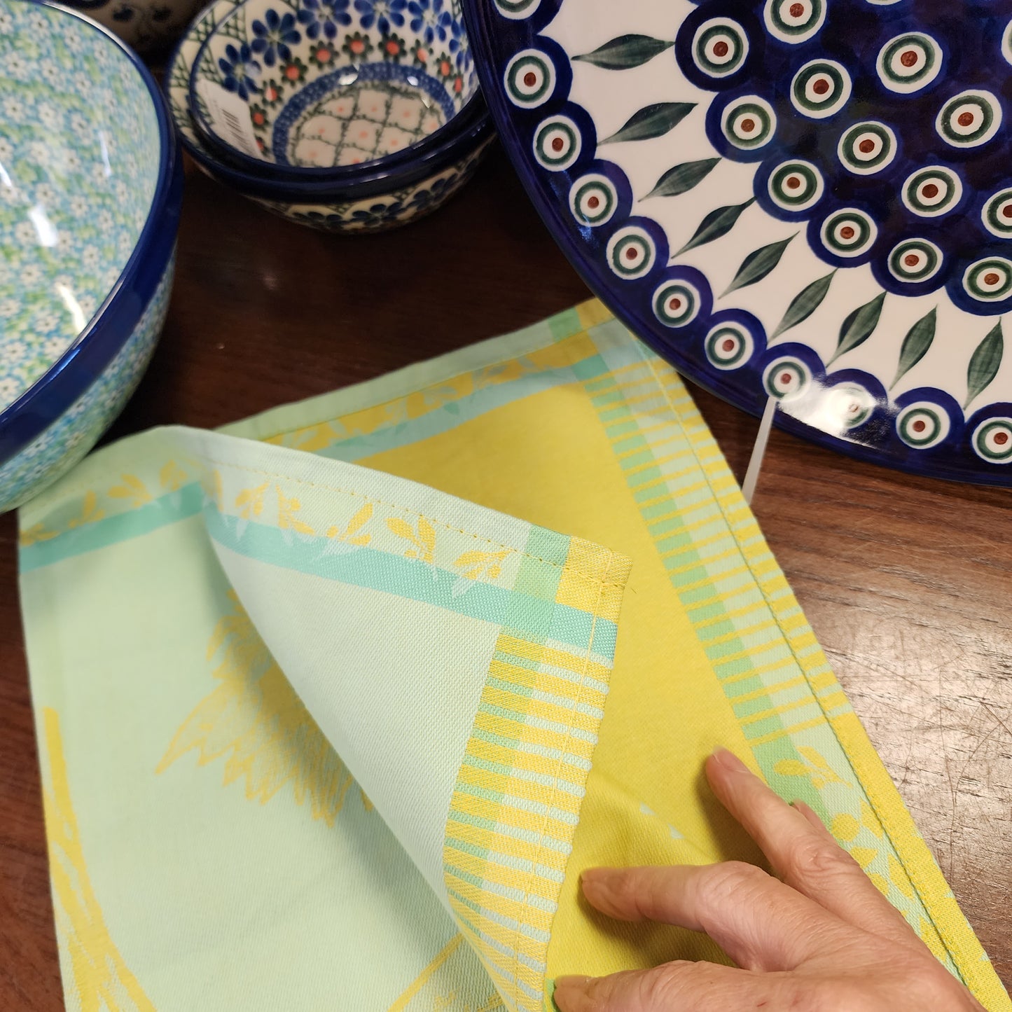 Tea Towel Aqua Sunflower Bee