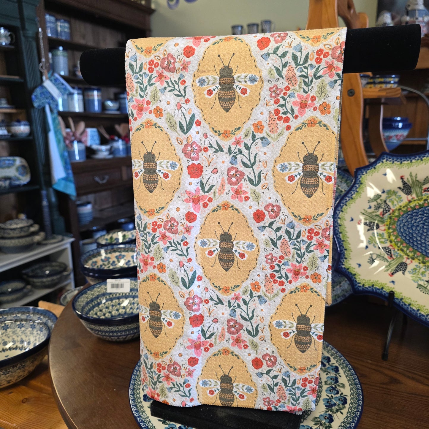 Towel /poly ~ Boho Bee  Waffle Recycled Dish Towel