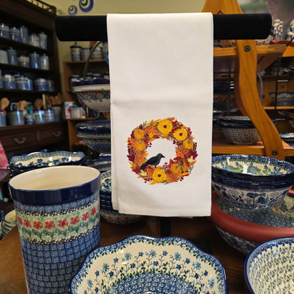 Towel ~ Wreath Tea Towel with Crow
