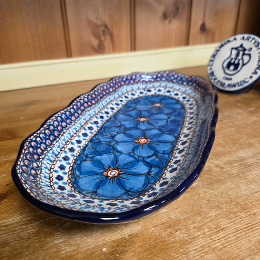 Tray   Scalloped Oval   6.25" x 12.5" A42-U408C  U4 pf0526 Blue Jacek Chyla