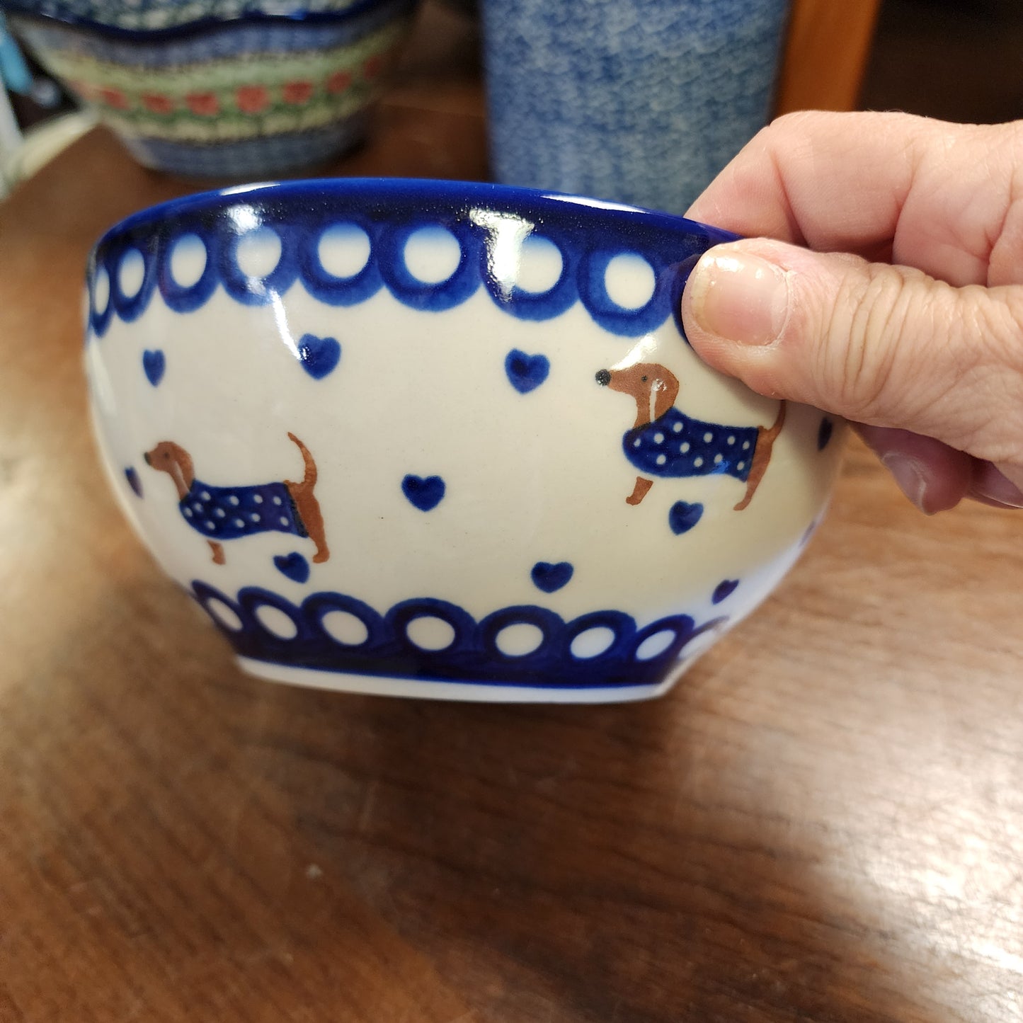 Bowl ~ 6" ~ Dachshund 1322 blue sweater