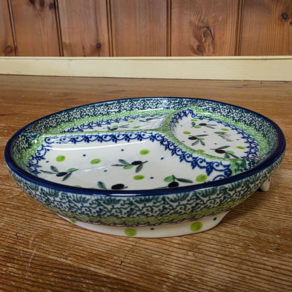 Divided Dish ~ 6.7" Round    D29-2379X  Olive Branch pf0526