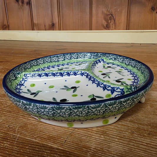 Divided Dish ~ 6.7" Round    D29-2379X  Olive Branch pf0526