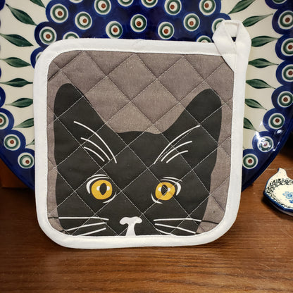 Pot Holder ~ Yellow Eyed Cat 8179