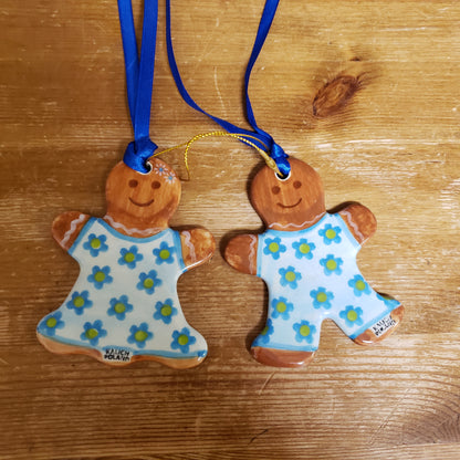 Ornament Gingerbread Couple green blue