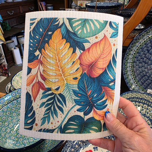 Dishcloth tropical leaves (Swedish Dishcloth)