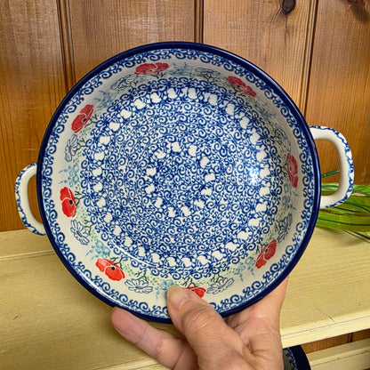 C40 ~ Round Baker w/handles - 6-3/4"    C40-2901X  Red Poppy Garden pf0526