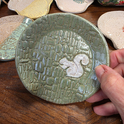 Spoon Rest ~ White Squirrel  **Not Polish Pottery**