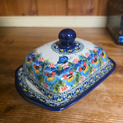 Butter Dish Deep / #2  ART2 / Pansies butterfly