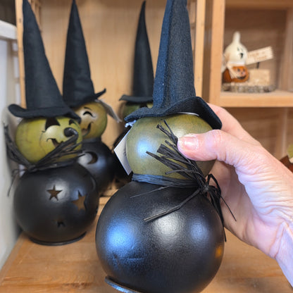 Gourd Fiona Witch 11" Lumiinary with battery tealight
