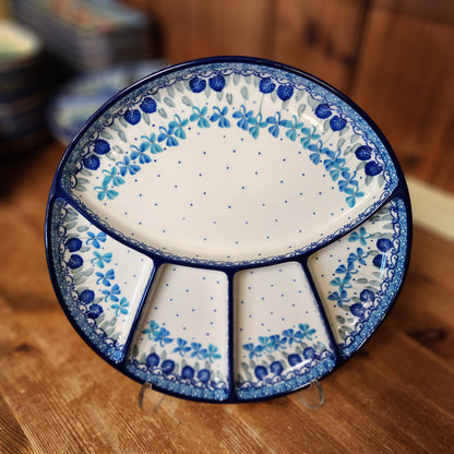 Plate ~ Divided Dish   10"  498-2751X  Blue Orchids pf0526