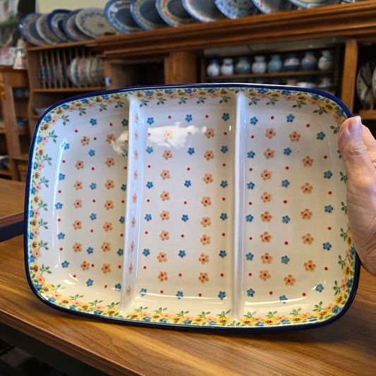 Divided Dish Rectangular    Large 394-2225X  Buttercup pf0526