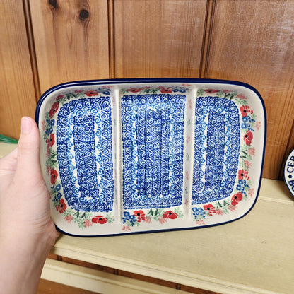 Divided Dish  6.5" x 9.25" 393-3220X  Whimsical Garden pf0526