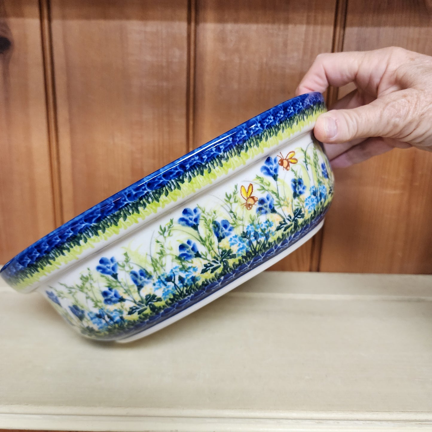 Baker Covered Oval Bees Blue 553