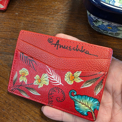 Anuschka ~ Credit Card Case Red / Dragonfly
