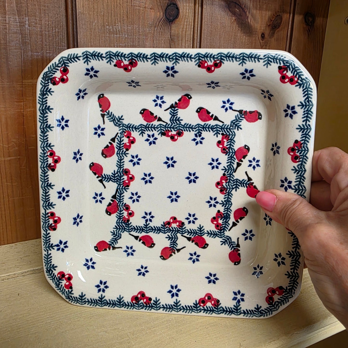 Square Dish 8" / Red Birds GILE