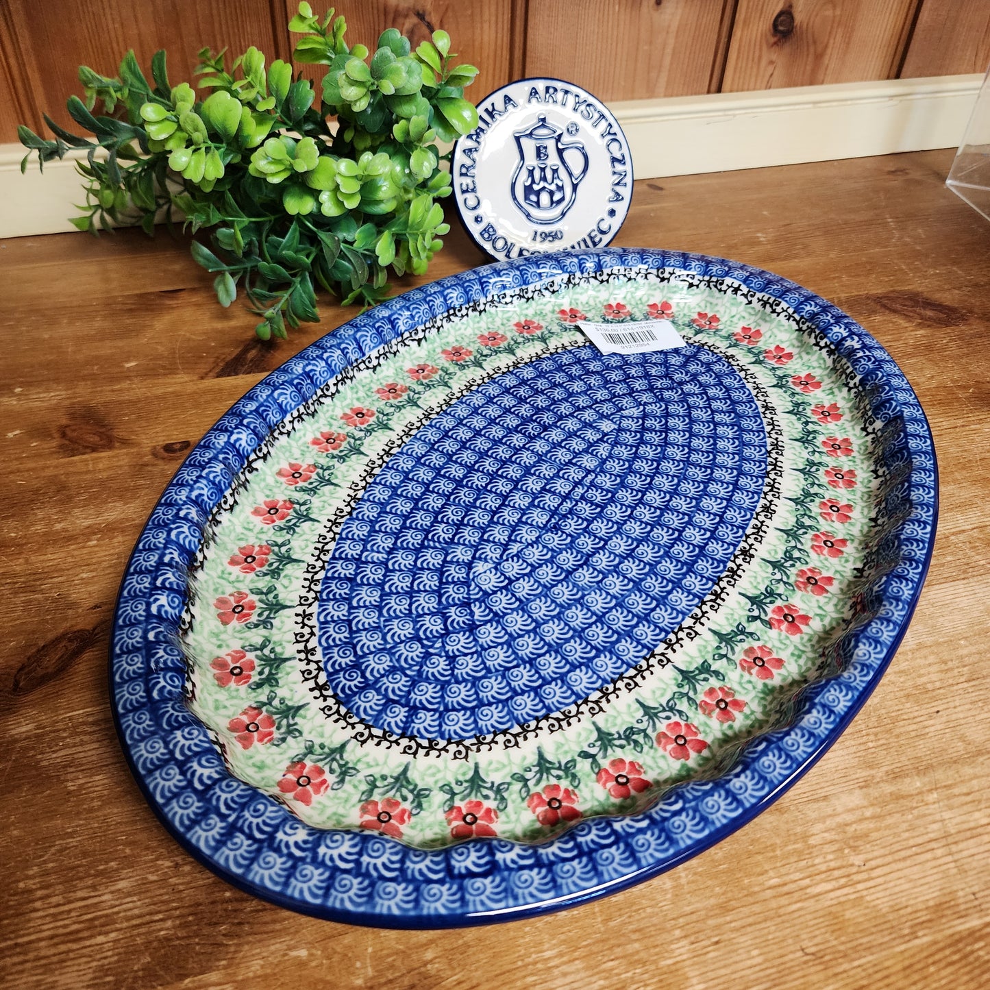 Platter   Oval   10' X 14.5" 614-1916X  Maraschino pf0526  (includes FREE wooden display stand)
