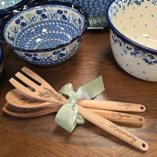 Wood 3 Pc Herbs set ~ utensil set