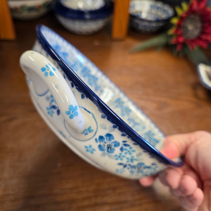 Baker   Round w/ Handles   8"   2642X ~ Blue Flax Flower