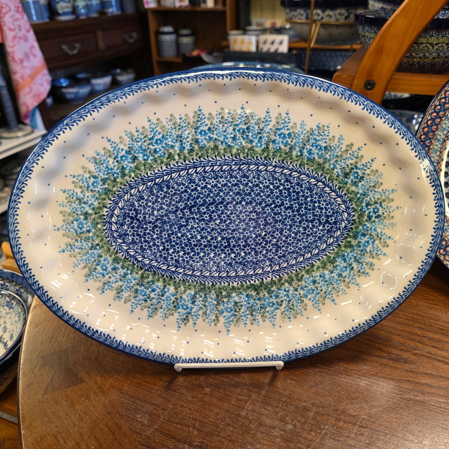 Platter   Oval   10' X 14.5" 614-3279X  Virginia Bluebells pf0526  (includes FREE wooden display stand)
