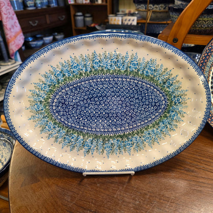 Platter   Oval   10' X 14.5" 614-3279X  Virginia Bluebells pf0526  (includes FREE wooden display stand)
