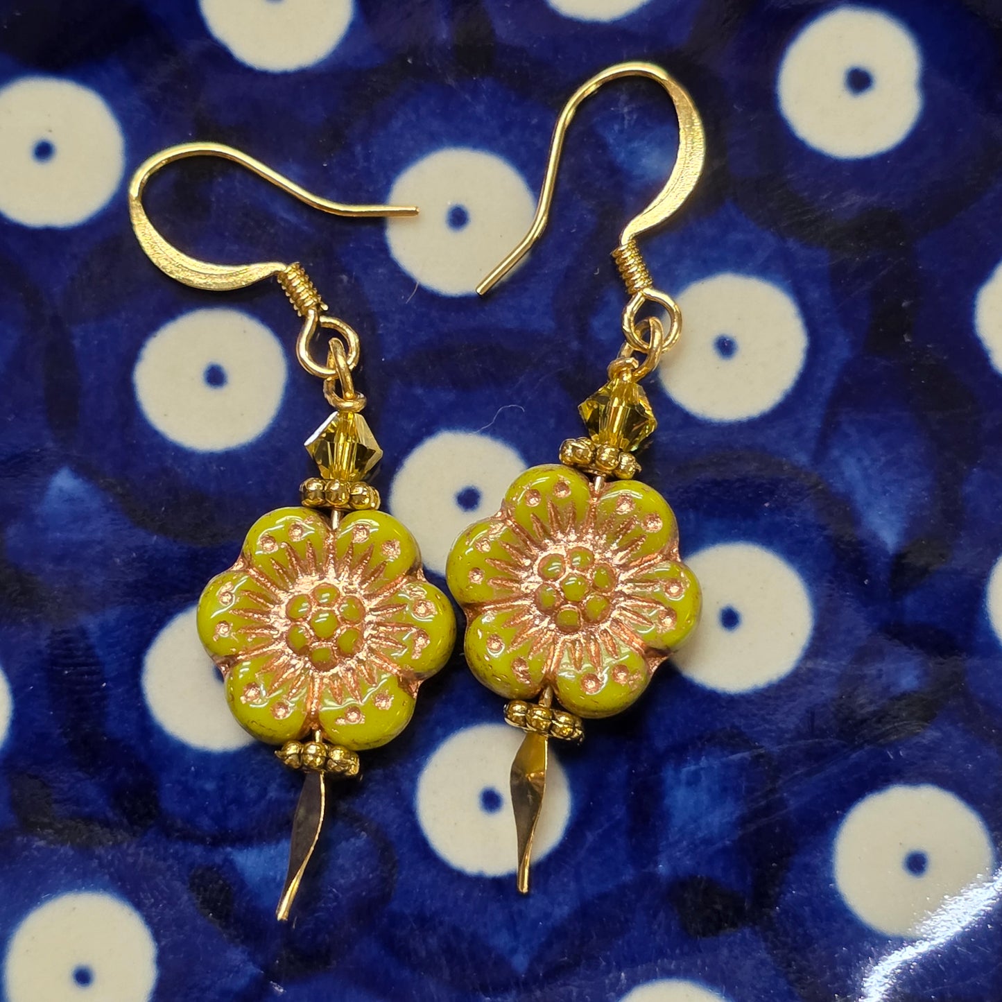 Jewelry ~ Flower Earrings Green