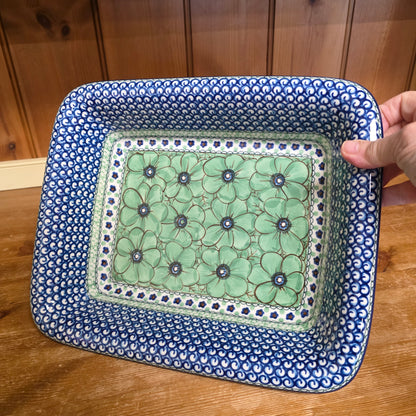 Baker   Rectangular w/Rim 12"x10" U408A ~ U4  Green J. Chyla