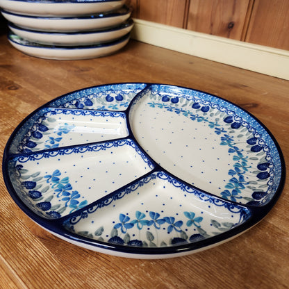 Plate ~ Divided Dish   10"  498-2751X  Blue Orchids pf0526