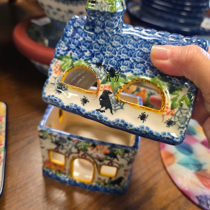 House #5 Crow & spider on blue roof  / Luminary