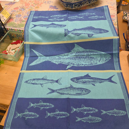 Tea Towel Fish Turquoise 20"x28" European Tea Towel
