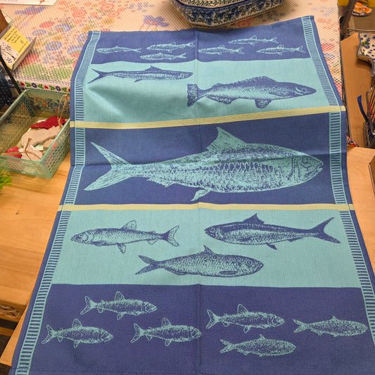 Tea Towel Fish Turquoise 20"x28" European Tea Towel