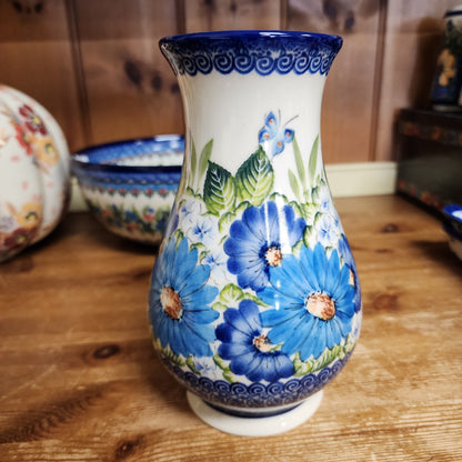 Vase 9" ~ butterfly Blue Colors Flowers UNIKAT ART2