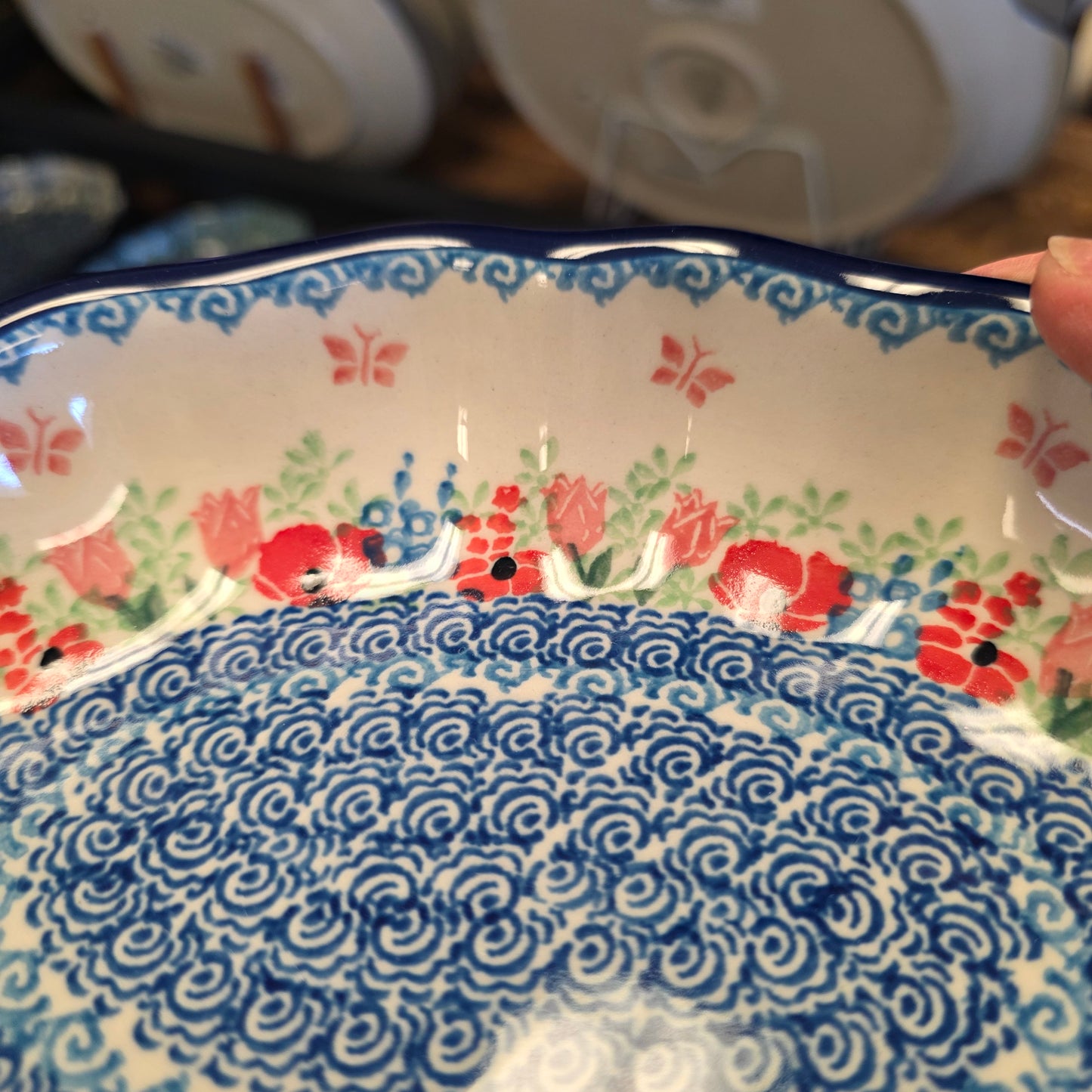 Bowl   Oval Fluted   6" x 7.5" A27-3220X  Whimsical Garden pf0526