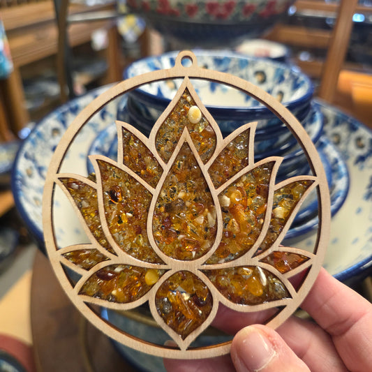 Ornament ~ Lotus Amber Suncatcher / Magnet (4")  11073