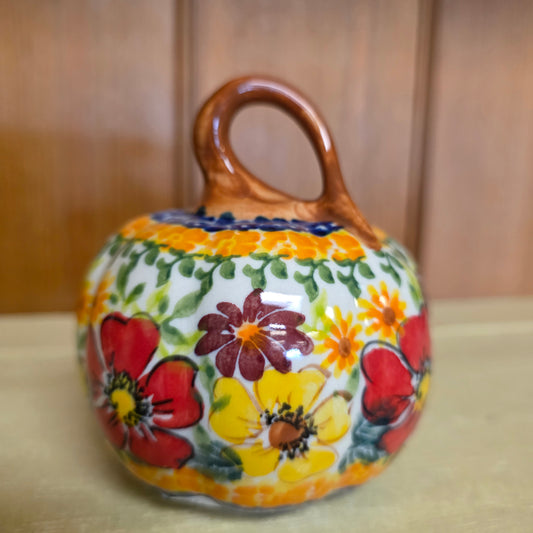 Pumpkin 4" Brown Stem / Blue & Orange Ring on top