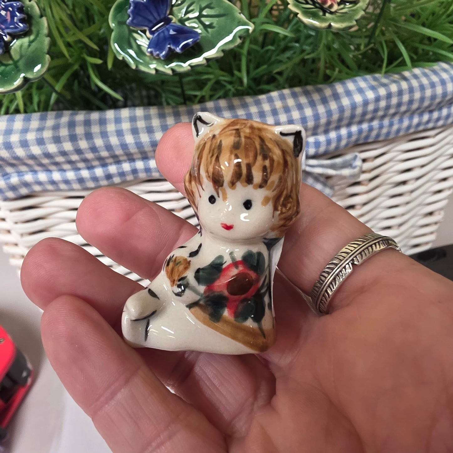 mini kid girl devil sitting