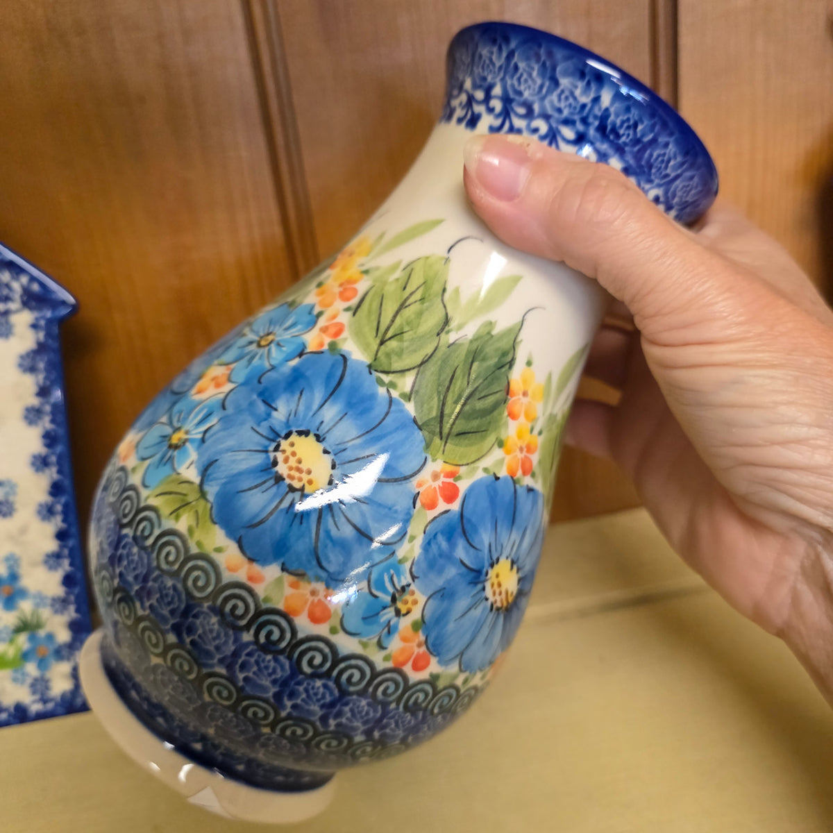 Vase 9" ~ Peachy & Blue UNIKAT