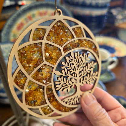 Ornament ~ Tree of Life Amber Suncatcher / Magnet (4")