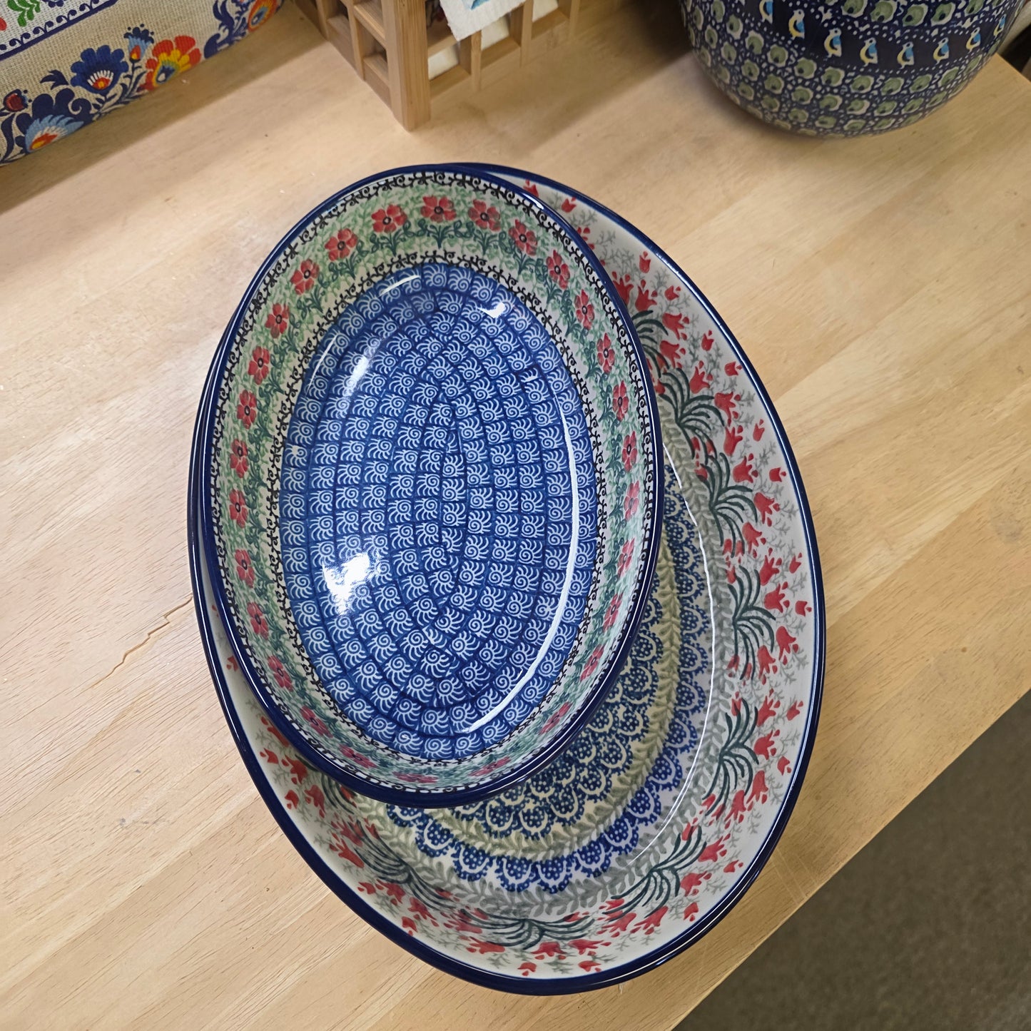 2 pc / 9.5" Oval Baker 1916 X Maraschino  & 12" Oval Baker 1437X Crimson Bells