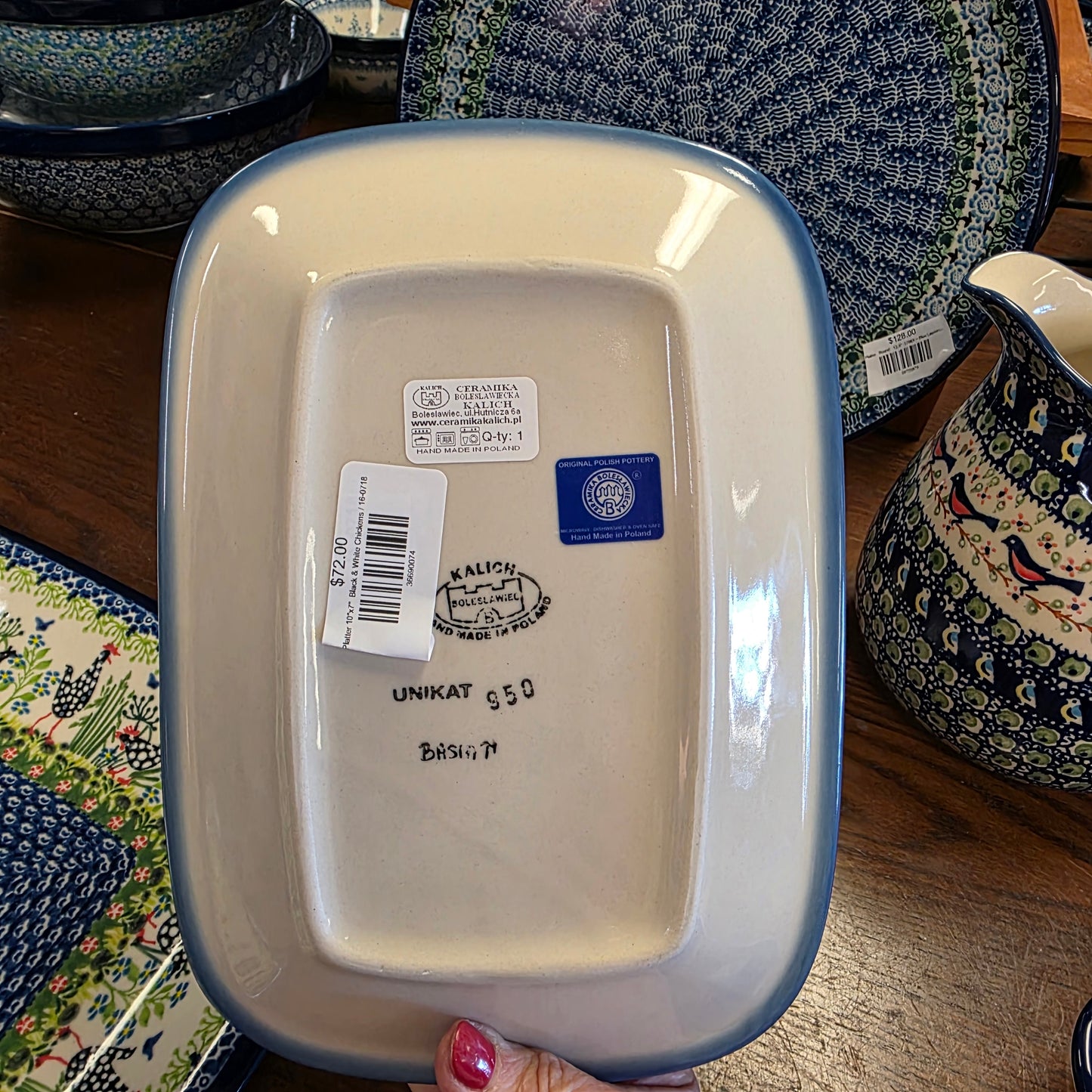 Platter 10"x7"  Black & White Chickens