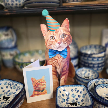 Card ~ Tabby Cat w/accessories pop up card