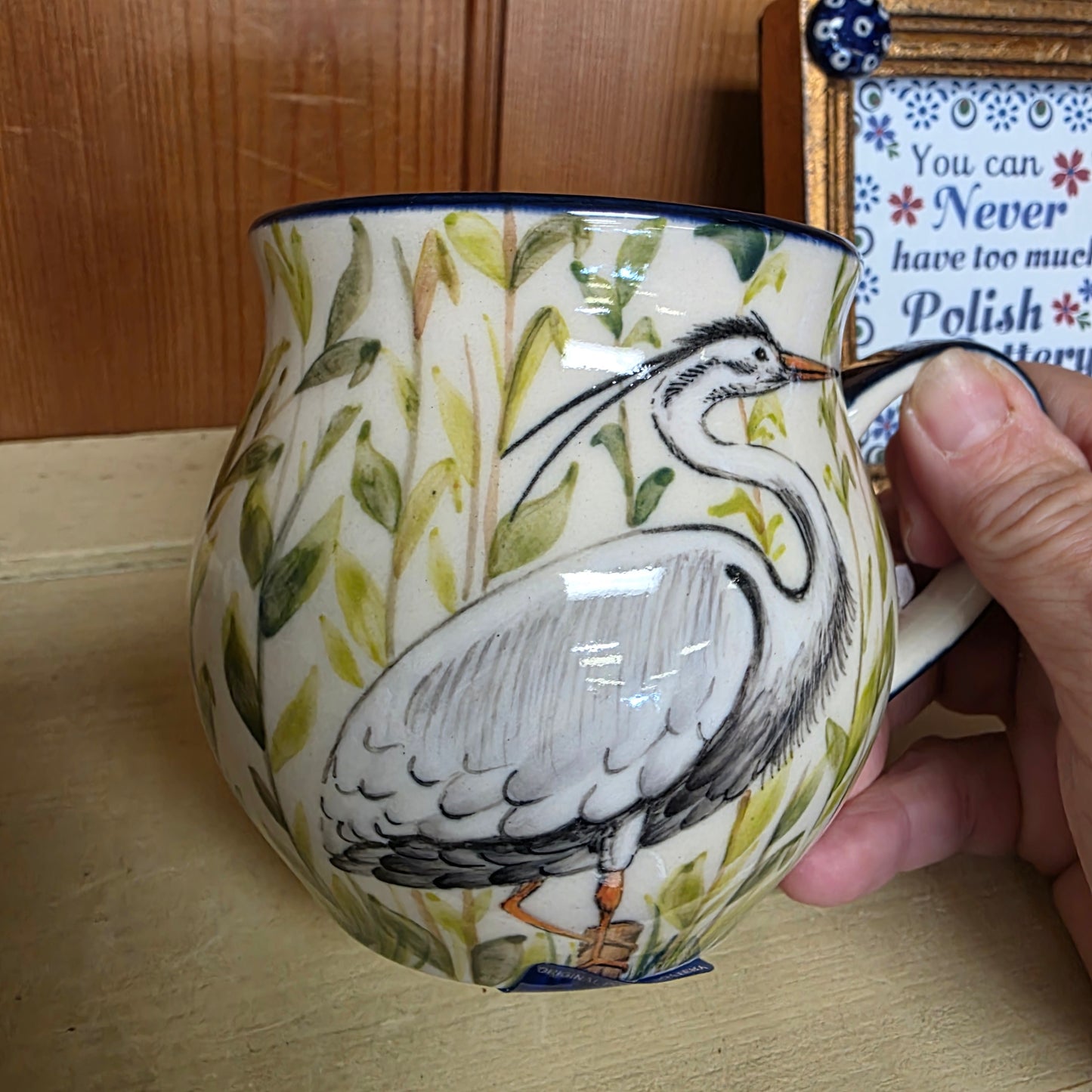 Mug LE Heron / florals 12 oz Moja pink