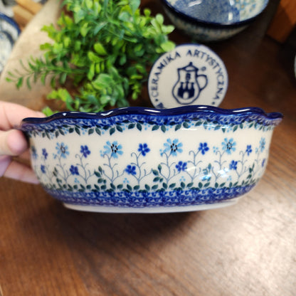 Bowl Oval Baker ~ Fluted Edge 9" x 7.5" x 2 3/4"deep   D78-2785X  Georgia Blue pf0526