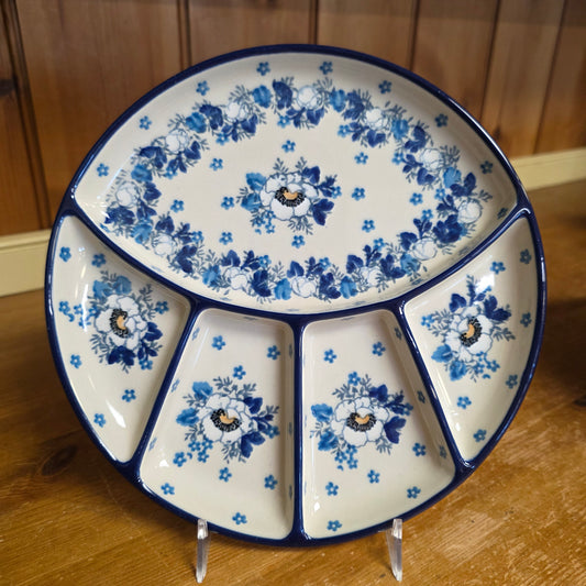 Plate ~ Divided Dish   8.75"  499-2222X  Snow Poppy  small round