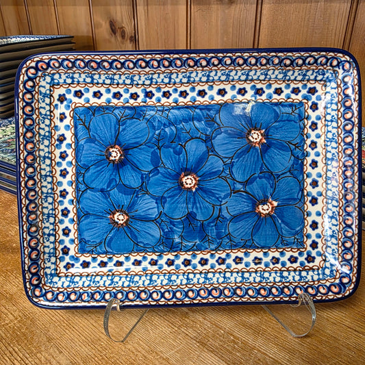 Platter Rectangular 9.5" x7" 111-U408C  U4  Blue Jacek Chyla