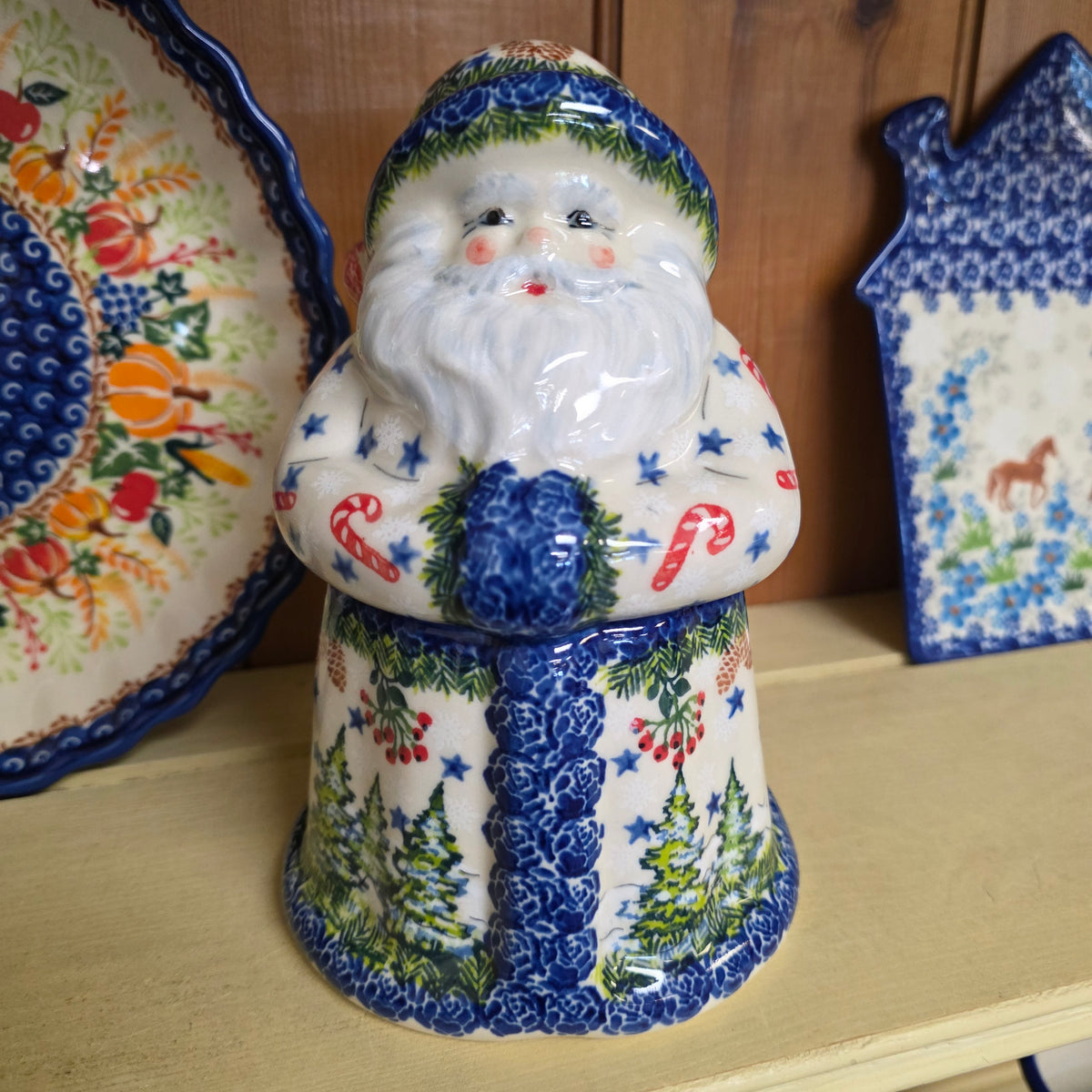 Santa Jar ~ 8" H. Candy Canes & Cardinals  Kalich